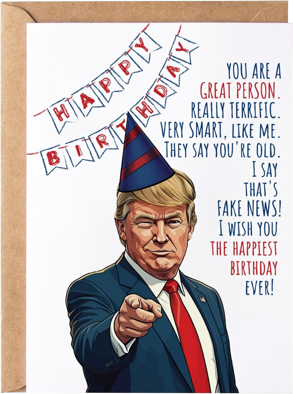 Funny Trump Birthday Card for Women Men - Humorous Donald Trump Gift Ideas For
