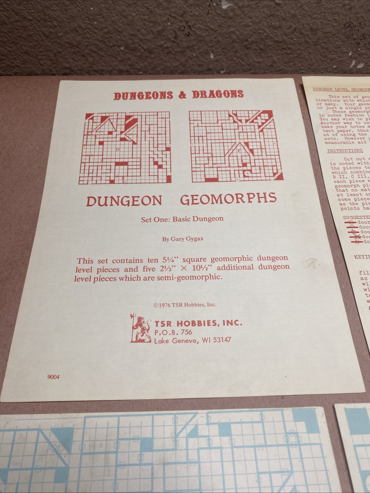 DUNGEON GEOMORPHS Set One: Basic Dungeon 1976 Lizard Logo D&D NM++! (🔥RARE🔥)