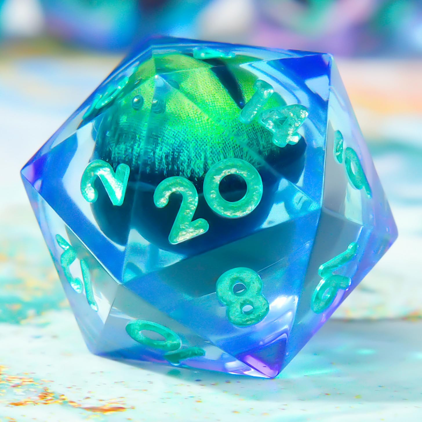 Single Liquid core D20 DND Dice-22MM Dargon Eye 20 sideds Resin Sharp Edged Resi