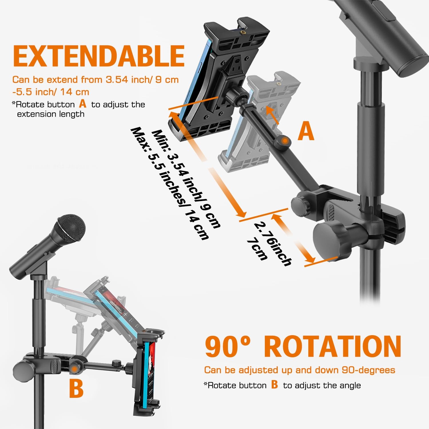 Holder for Microphone Stand, iPad Mount for Music Stand