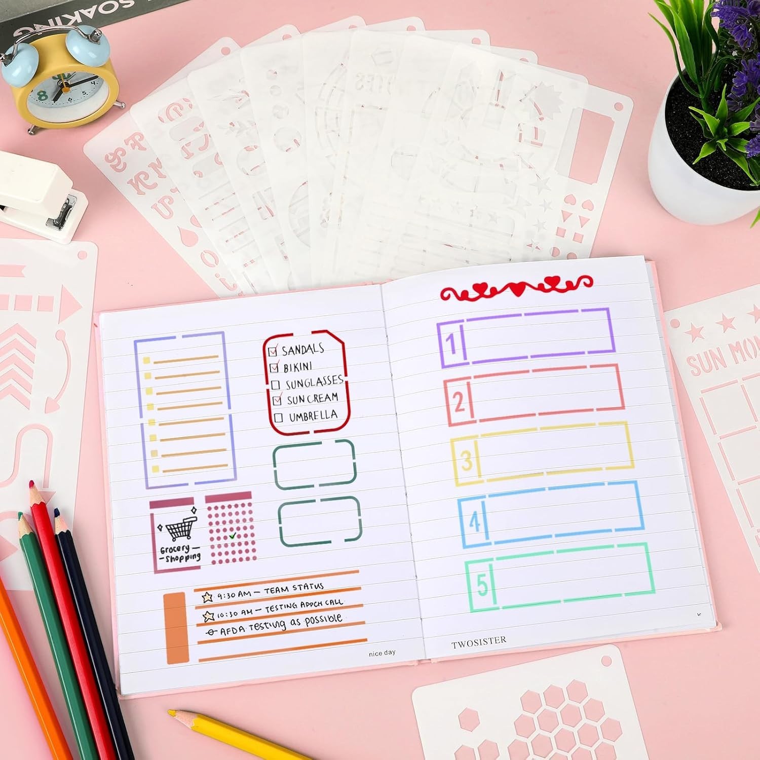 36 PCS Journal Stencils, Planner Template 7.5x5 Inches DIY Notebook Scrapbook...