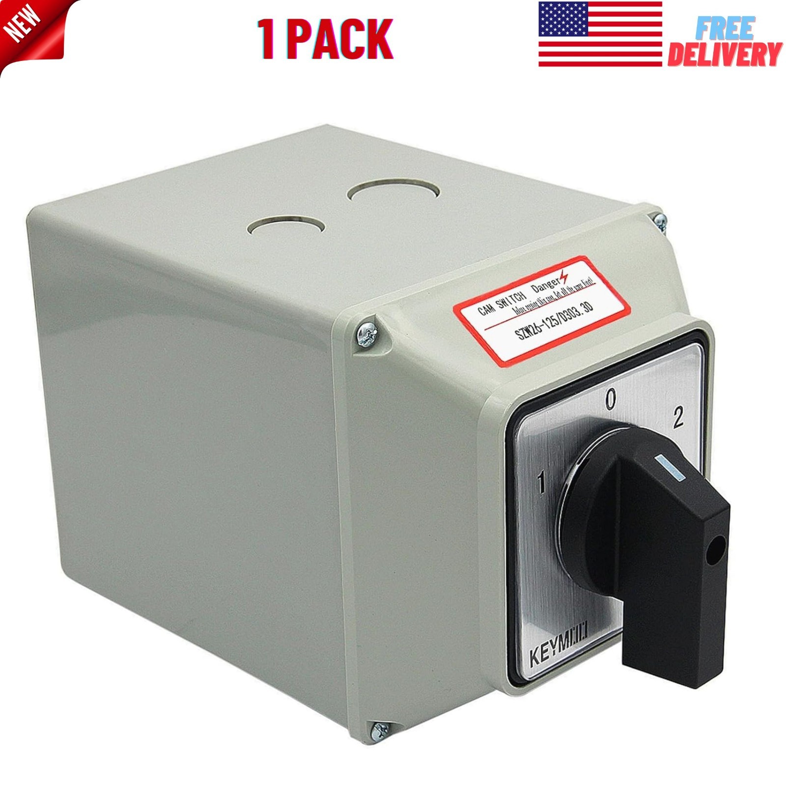 125A Rotary Changeover Switch with Box, 2-Way 3NO 3NC 660V 3 Position 3 Phase
