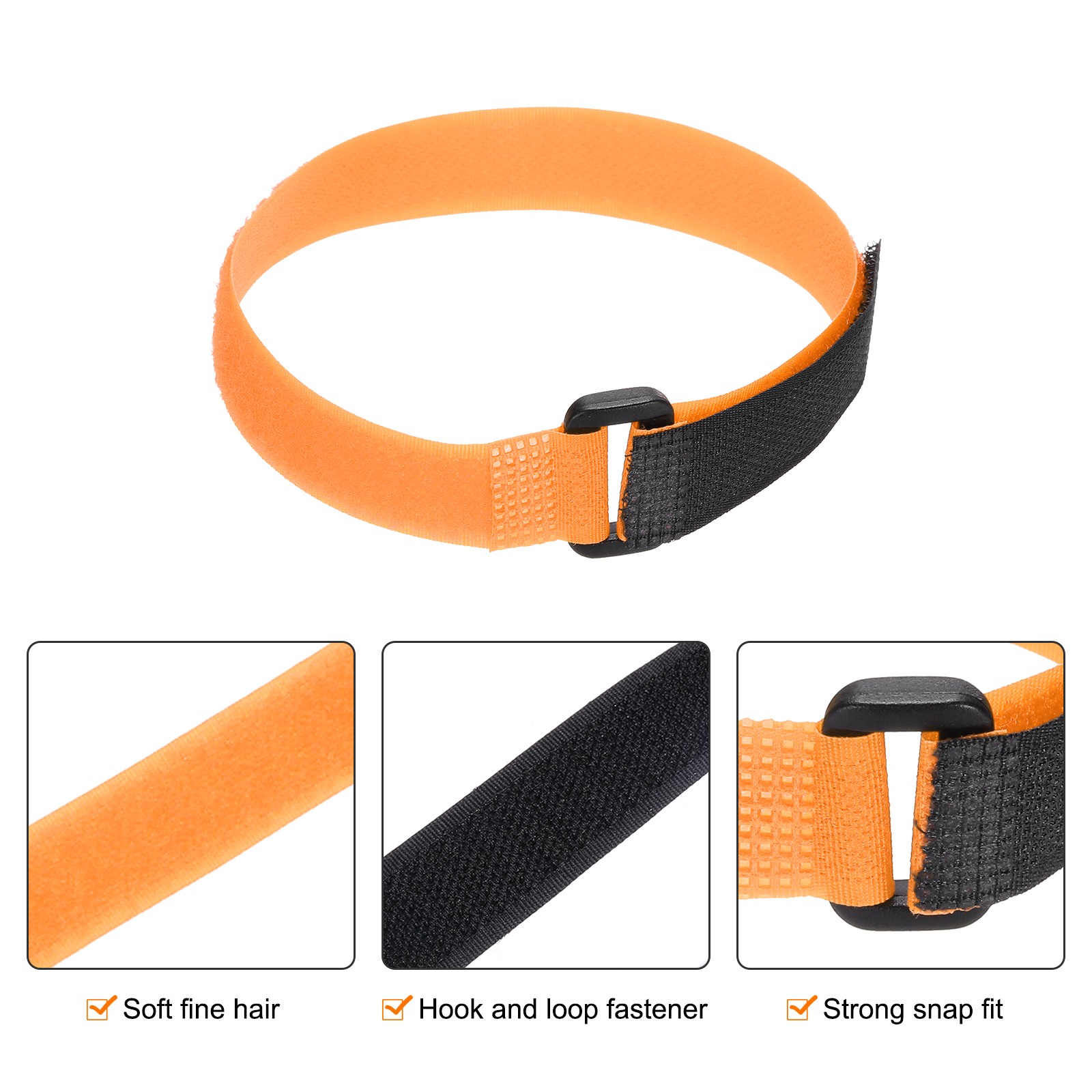 10 Pcs Battery Tie Down Straps, 0.8" x 16" Orange Nylon Hook Loop Strap