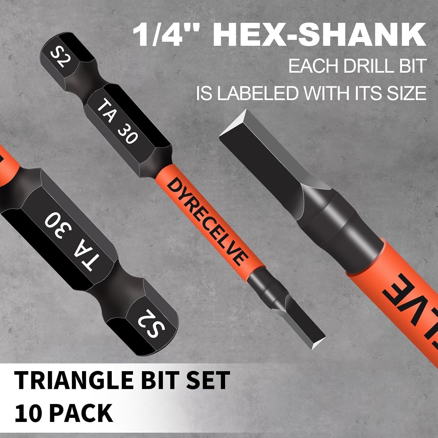 10-Pack Triangle Screwdriver Set - Premium S2 Steel Triangle Bit Set (2.56" Long