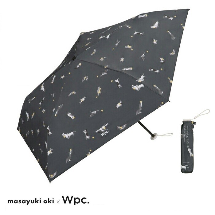 Masayuki Oki × Wpc. Nyan Folding Sun Umbrella Parasol Black Japan F/S