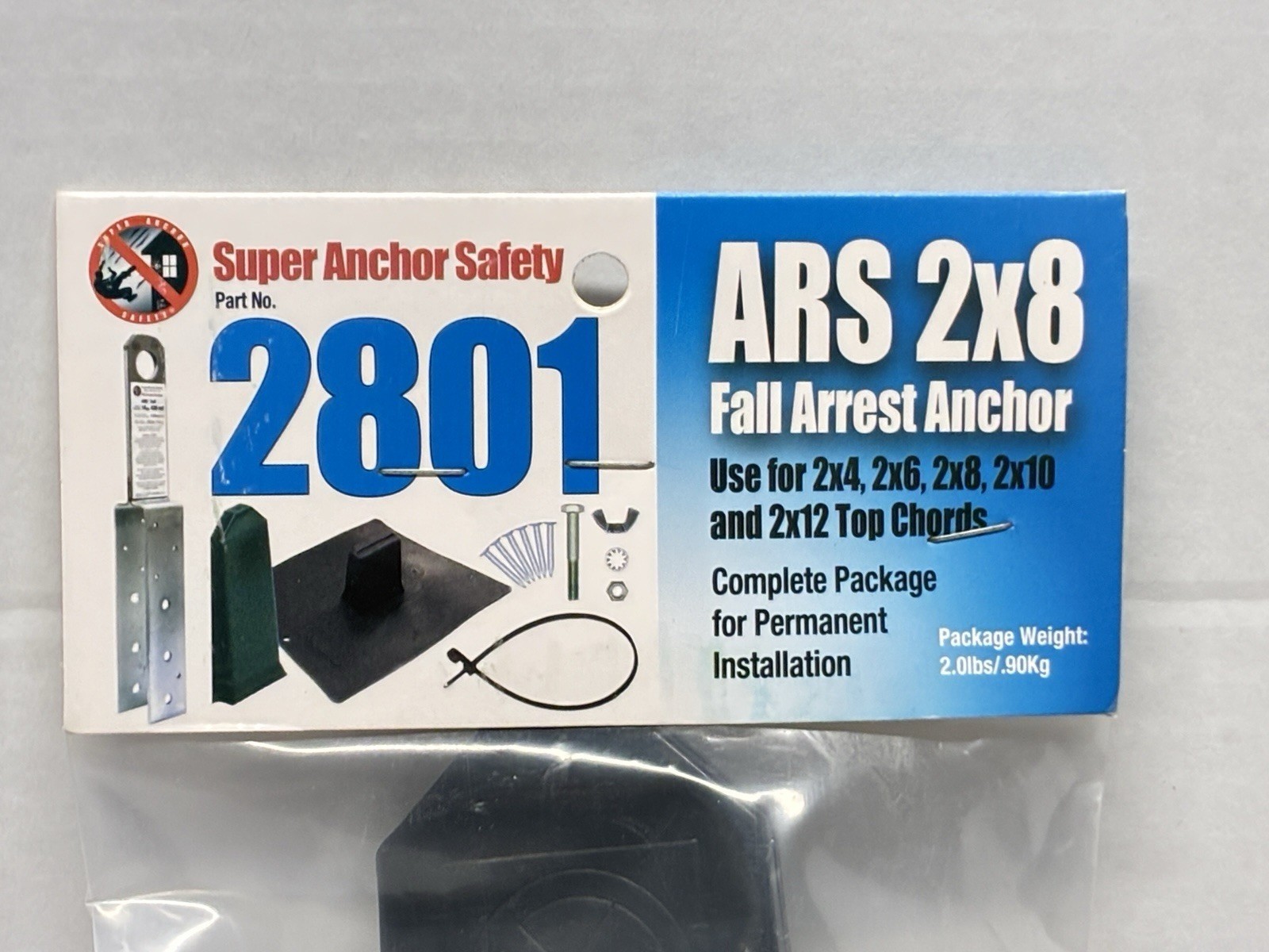 Super Anchor Safety 2801 ARS Permanent Roof Anchor Kit 2x8 14ga Stainless Steel