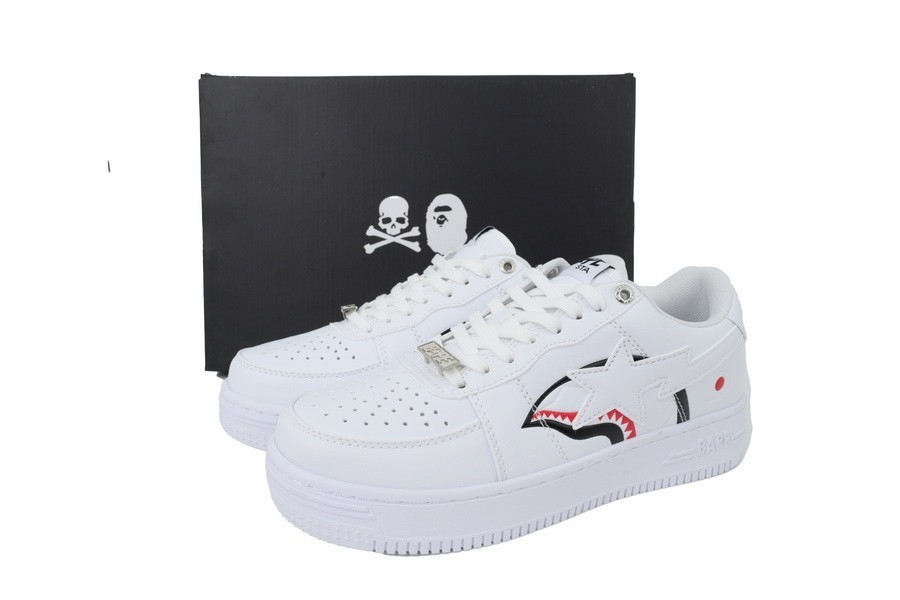 A Bathing Ape Bapesta Low White Shark Graphic Men’s Sneakers Streetwear Shoes