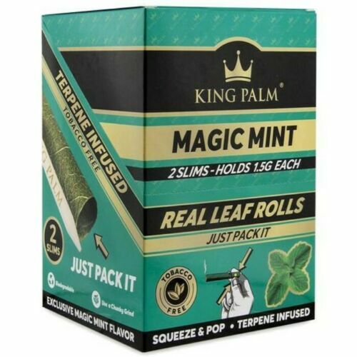 6X KING PALM 3 PACKS OF 2 EACH SLIM ROLLS MAGIC MINT REAL LEAF WRAPS 1.5G