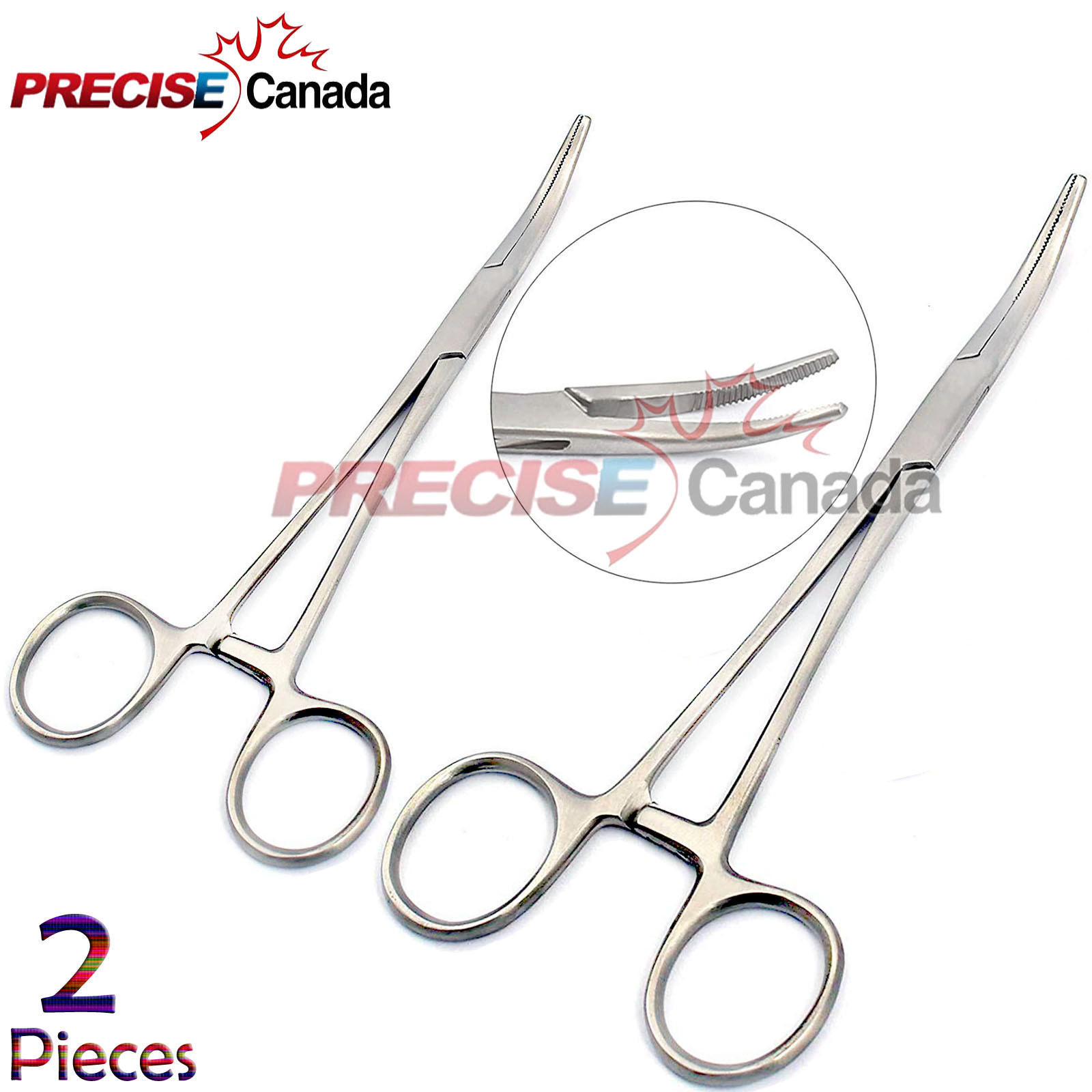2 Kelly Hemostat Locking Forceps Curved 7"+8" Surgical Instruments