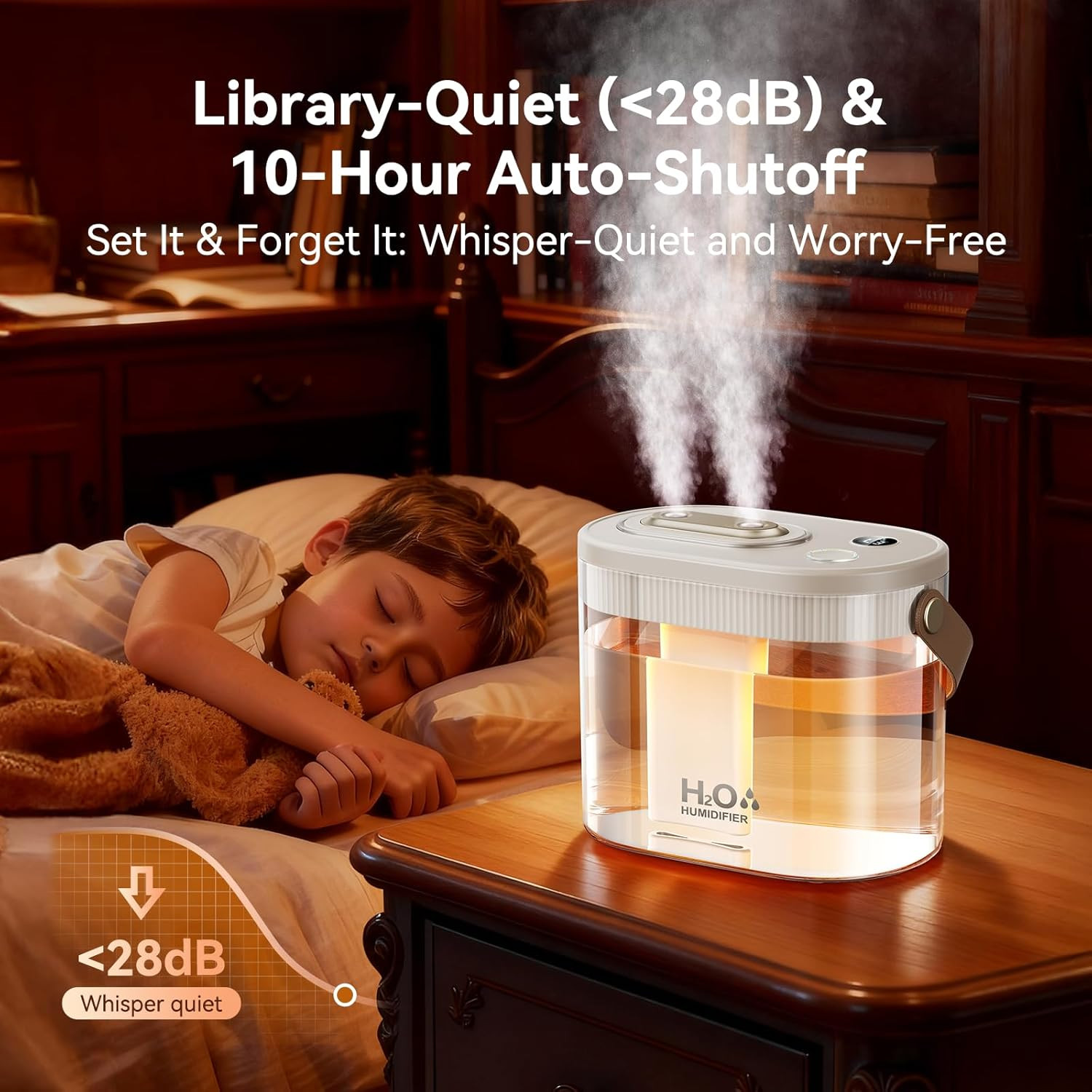 DIGIX Rechargeable Portable Humidifier-Smart Display, Night Light Tabletop