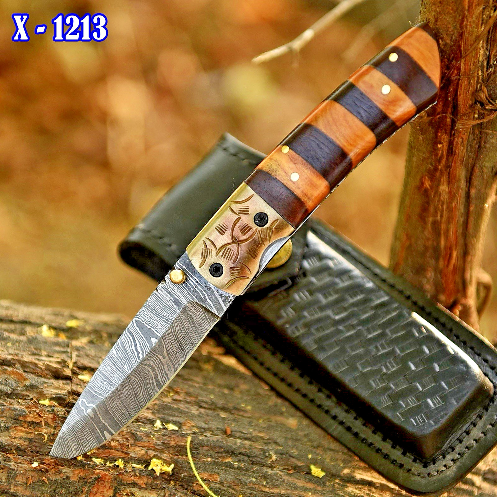 Handmade Damascus Folding Blade Pocket Knife Tactical Olive Wood & Rose Handle