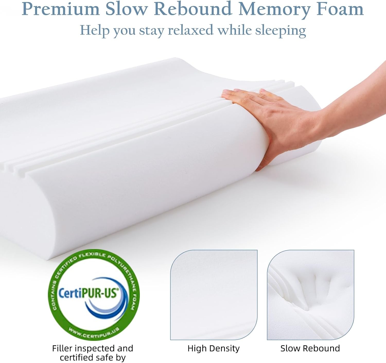 Cervical Neck Pillow for Sleeping, 3-Layer Adjustable Memory Foam Pillows