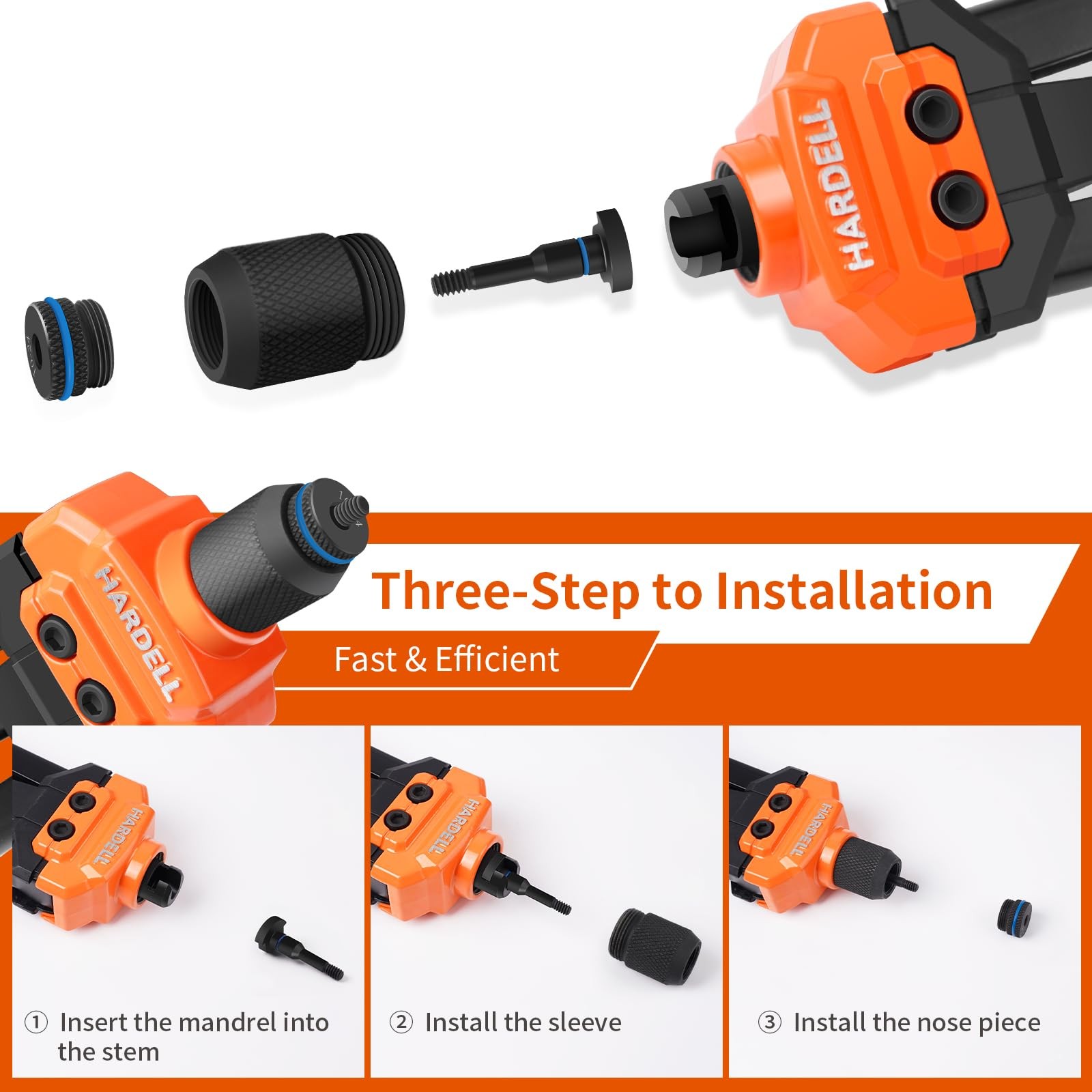 HARDELL Rivet Nut Tool, 14" Rivnut Tool with Upgraded Orange