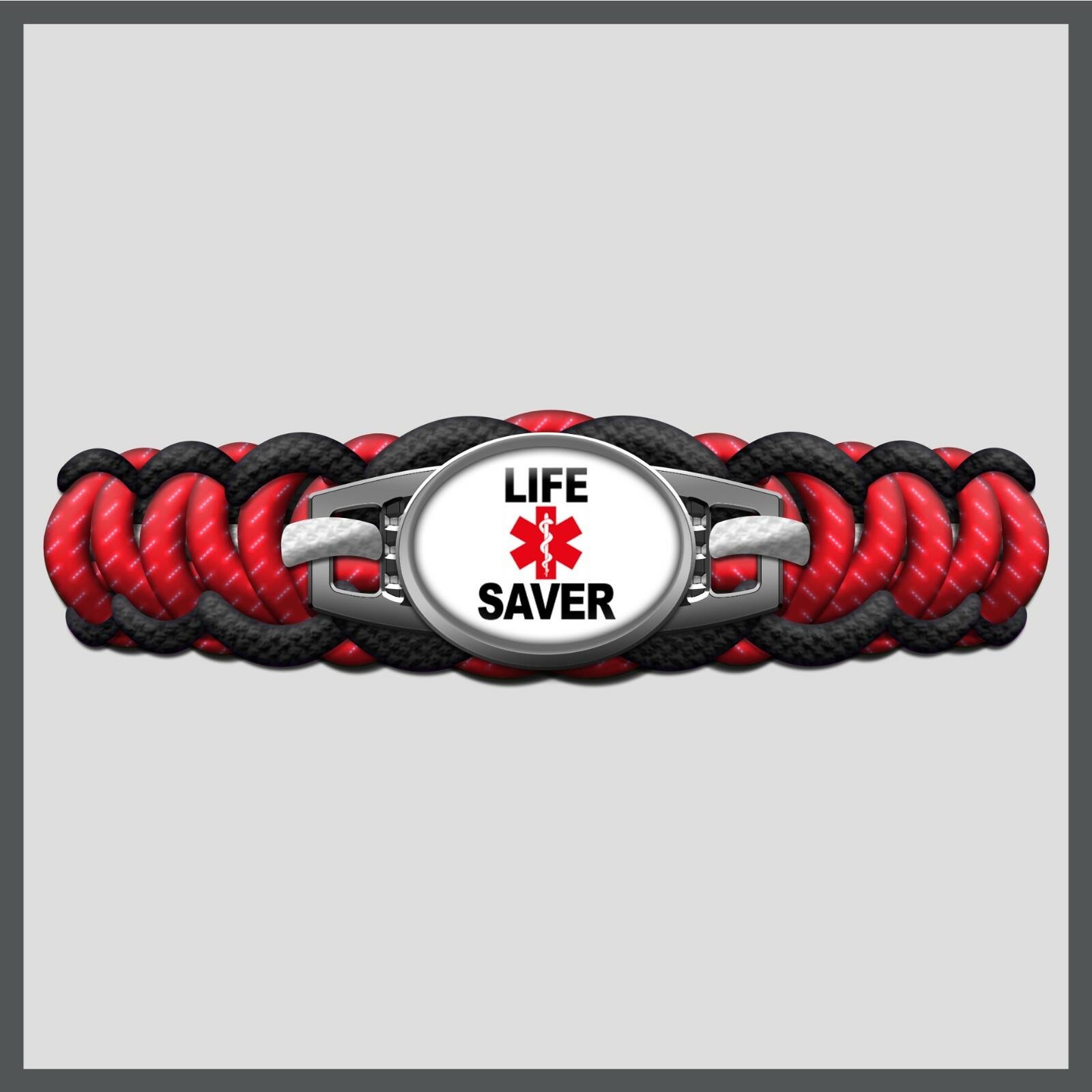 Medical Worker Front Line Life Saver Black Custom Paracord Charm Bracelet