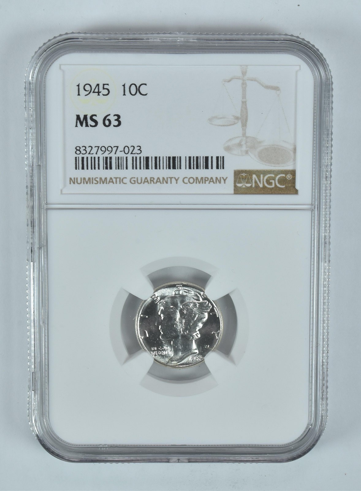 1945 Mercury Dime MS63 NGC Brown Label