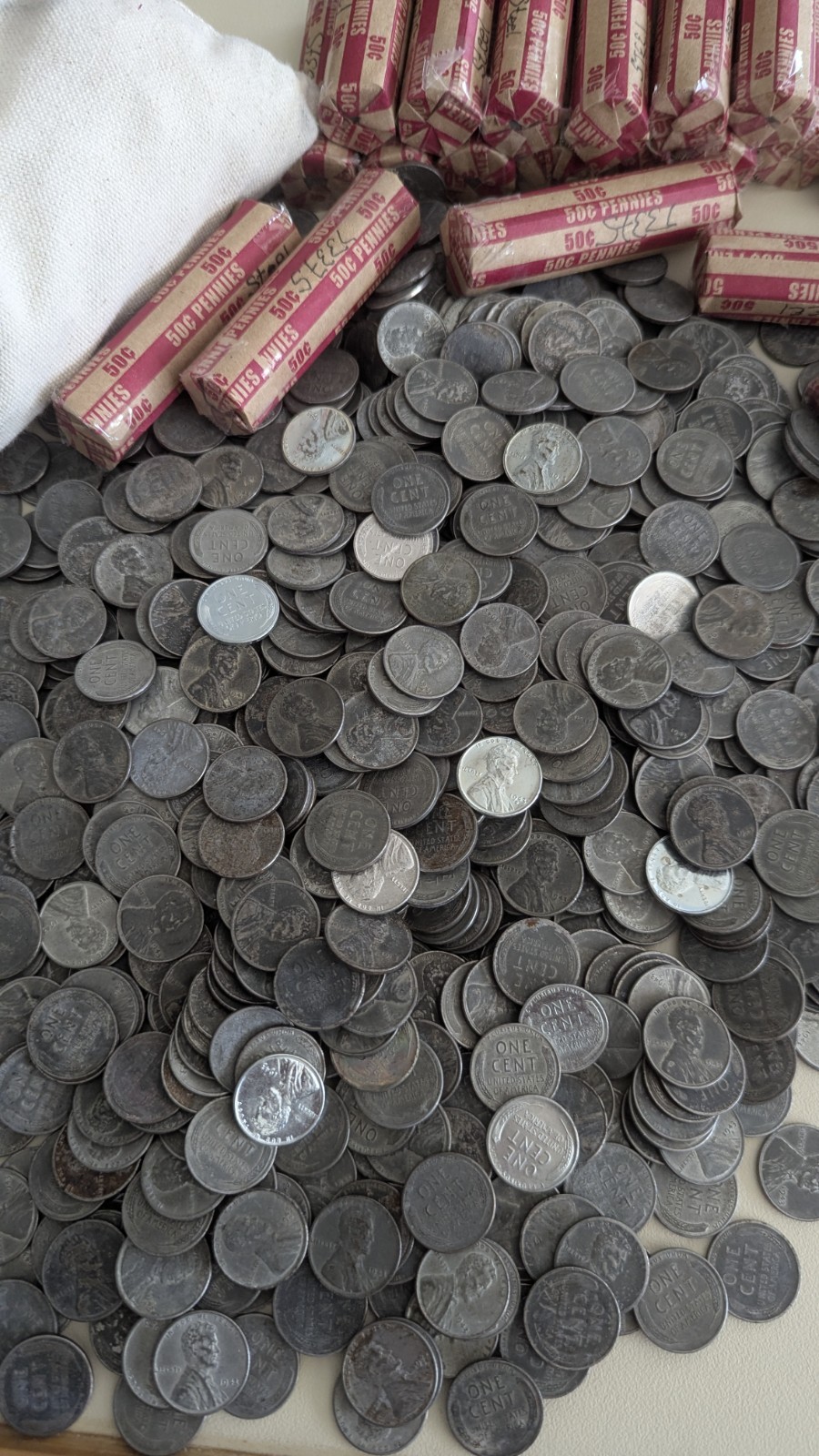 1943 P D S Roll Of 50 Steel Pennies Nice Coins. Quality Circulated Coins
