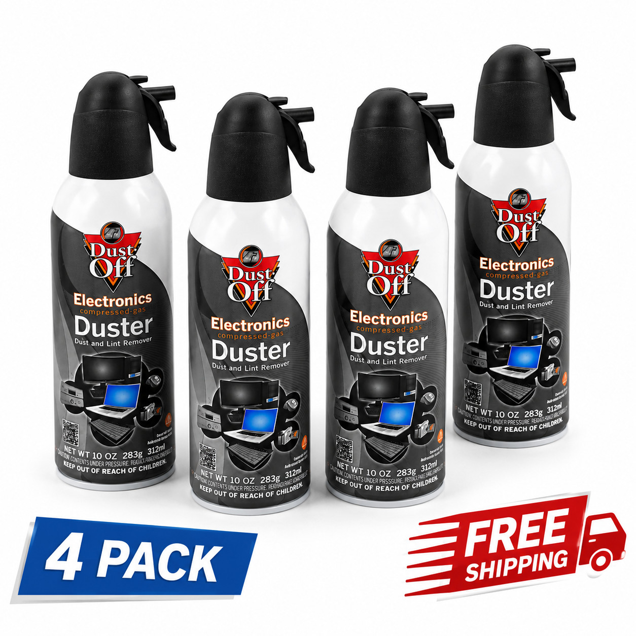 Dust-Off Compressed Air Duster 4 Pack 10 oz Electronics Cleaner Canned Air Spray