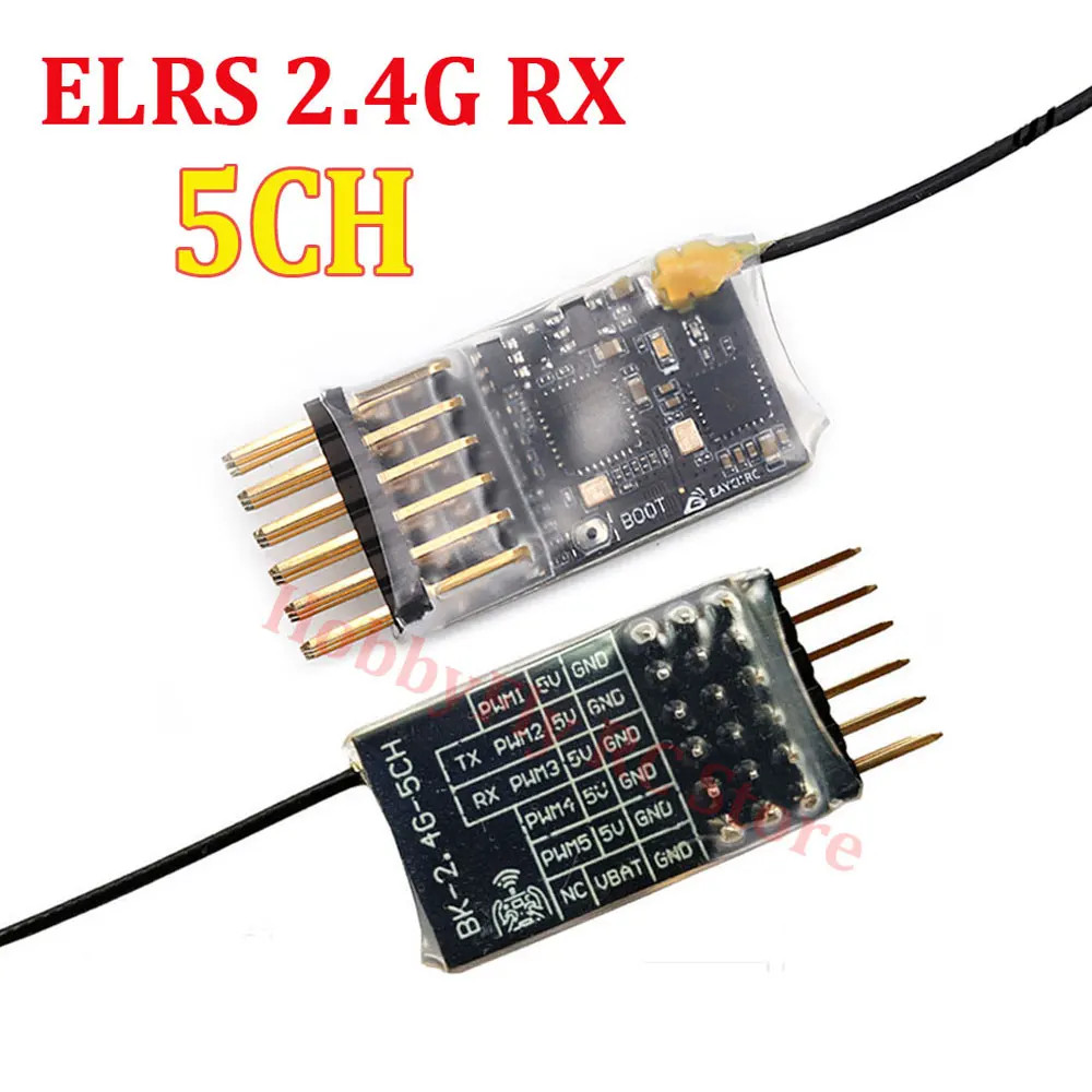 ELRS 2.4G 5CH PWM ExpressLRS Receiver W/2.0dBi 2.4G Copper Pipe Antenna PWM/CRSF