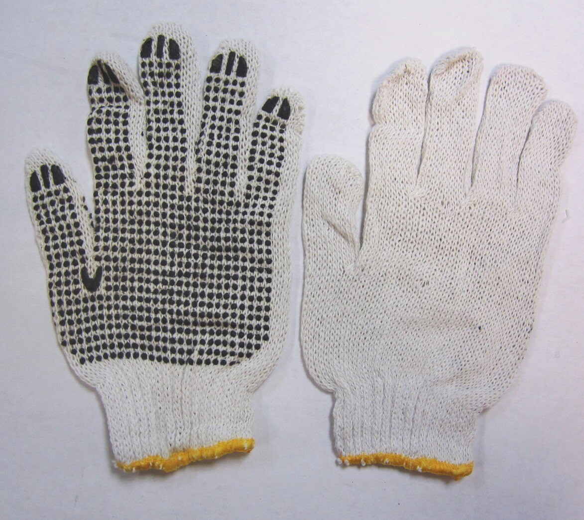 Men's Black Single Dot Work Gloves Industrial Grade White Cotton