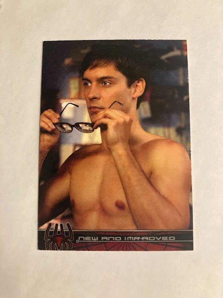 2002 TOPPS SPIDER-MAN CARD NEW AND IMPROVED "'MEME CARD"" #19 RARE! TOBY MAGUIRE
