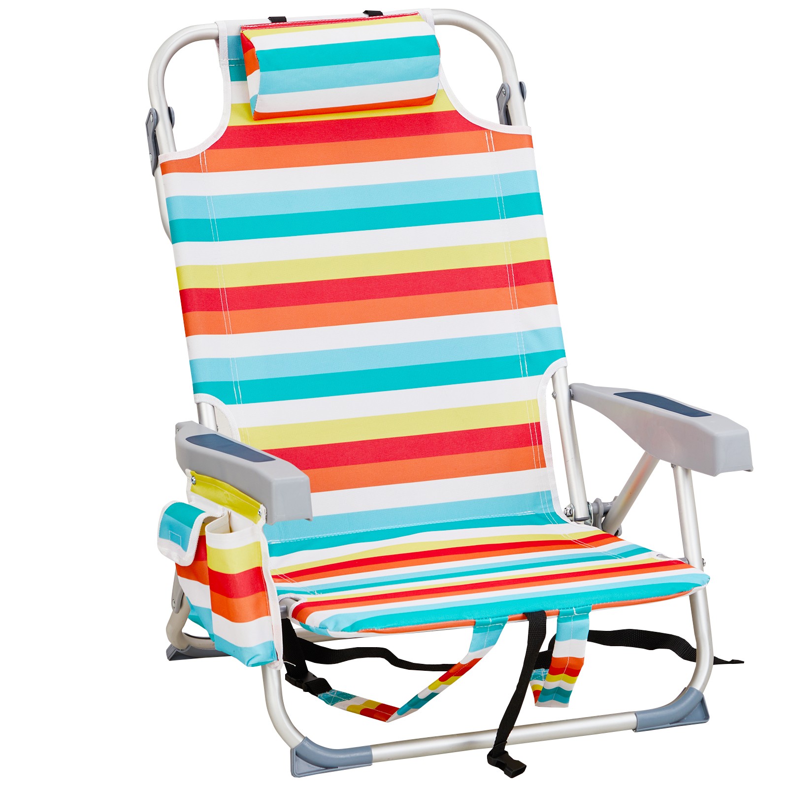 Short Oxford Cloth Silver White Aluminum Tube Bearing 100kg Beach Chair