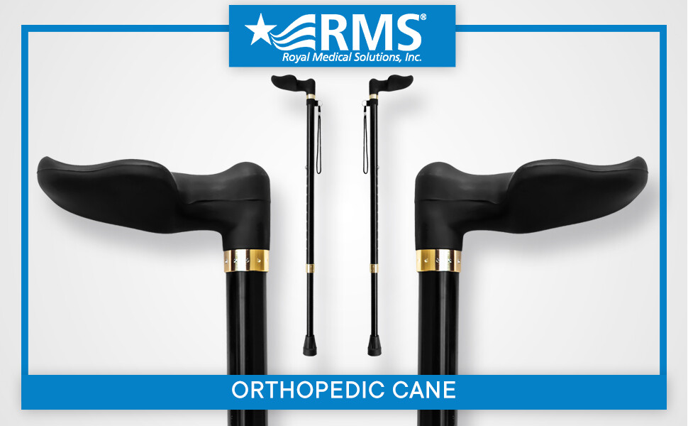 RMS Orthopedic Handle Walking Canes with Palm Grip (choose right or left handle)