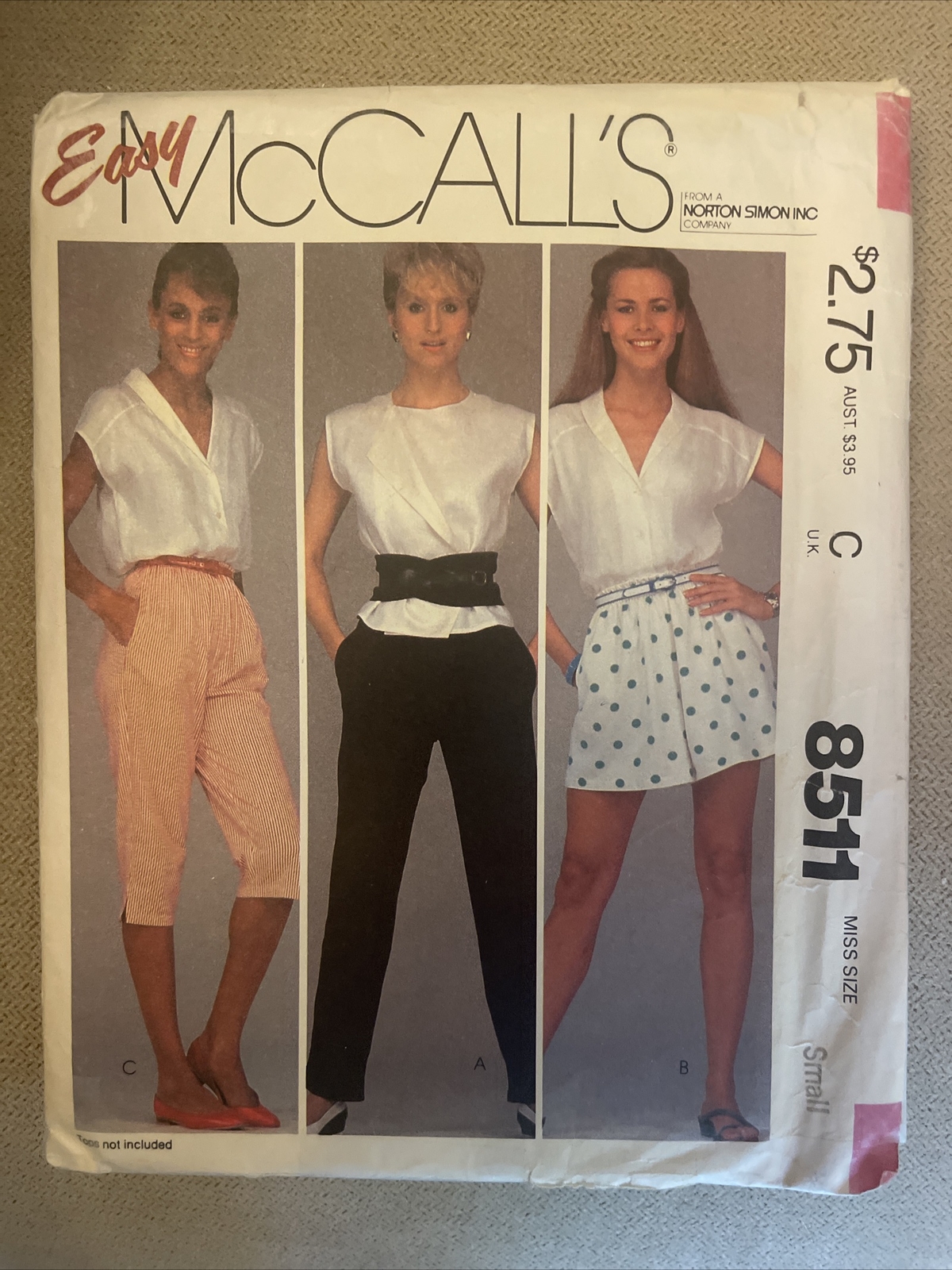 McCalls 8511 Pattern Pants Shorts Size Small 10 12 Precut Vintage 1983