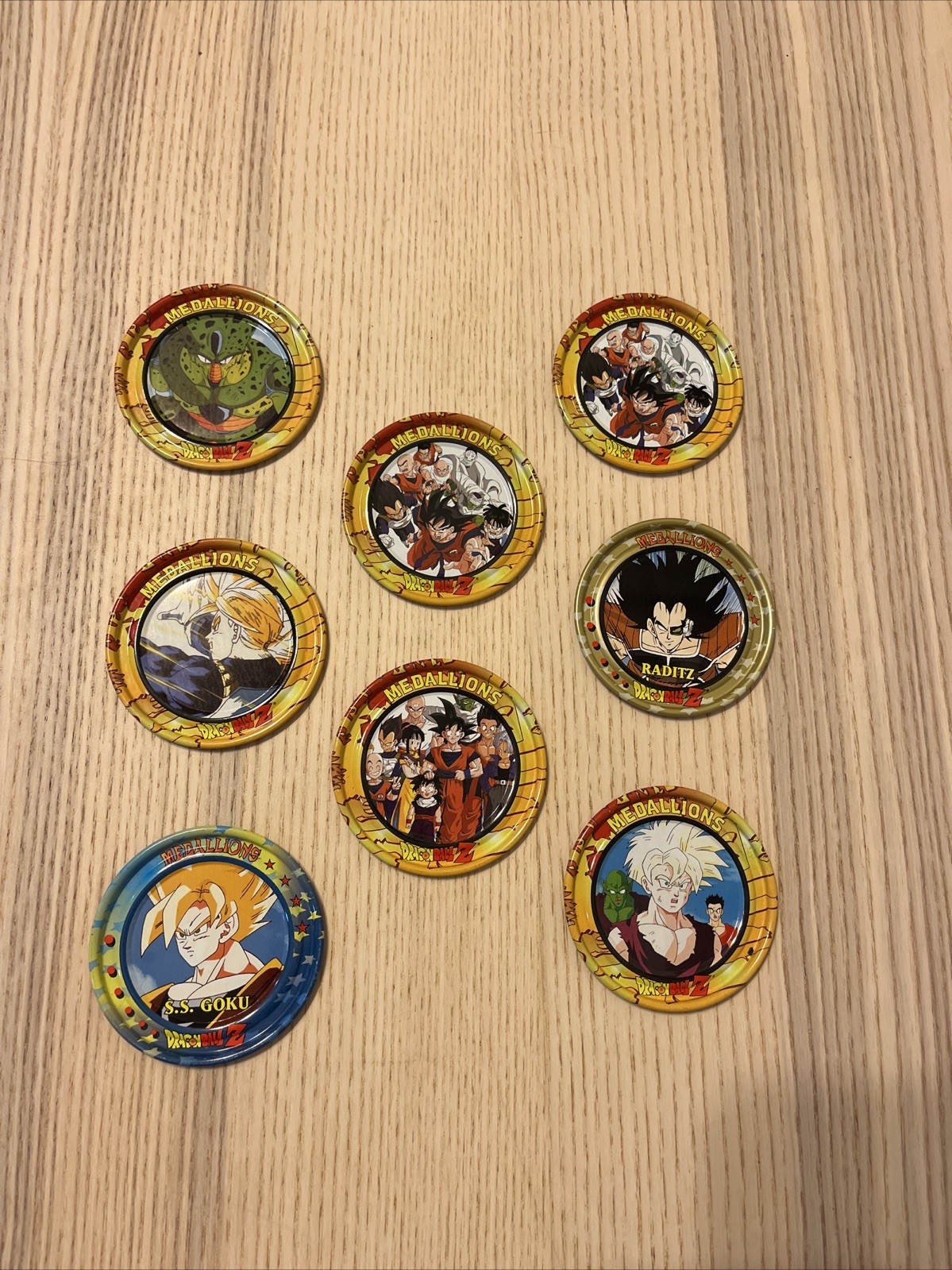 Rare Dragon Ball Z Gold Medallions Lot of 8 Medals Goku Androids Saga 2001 2000
