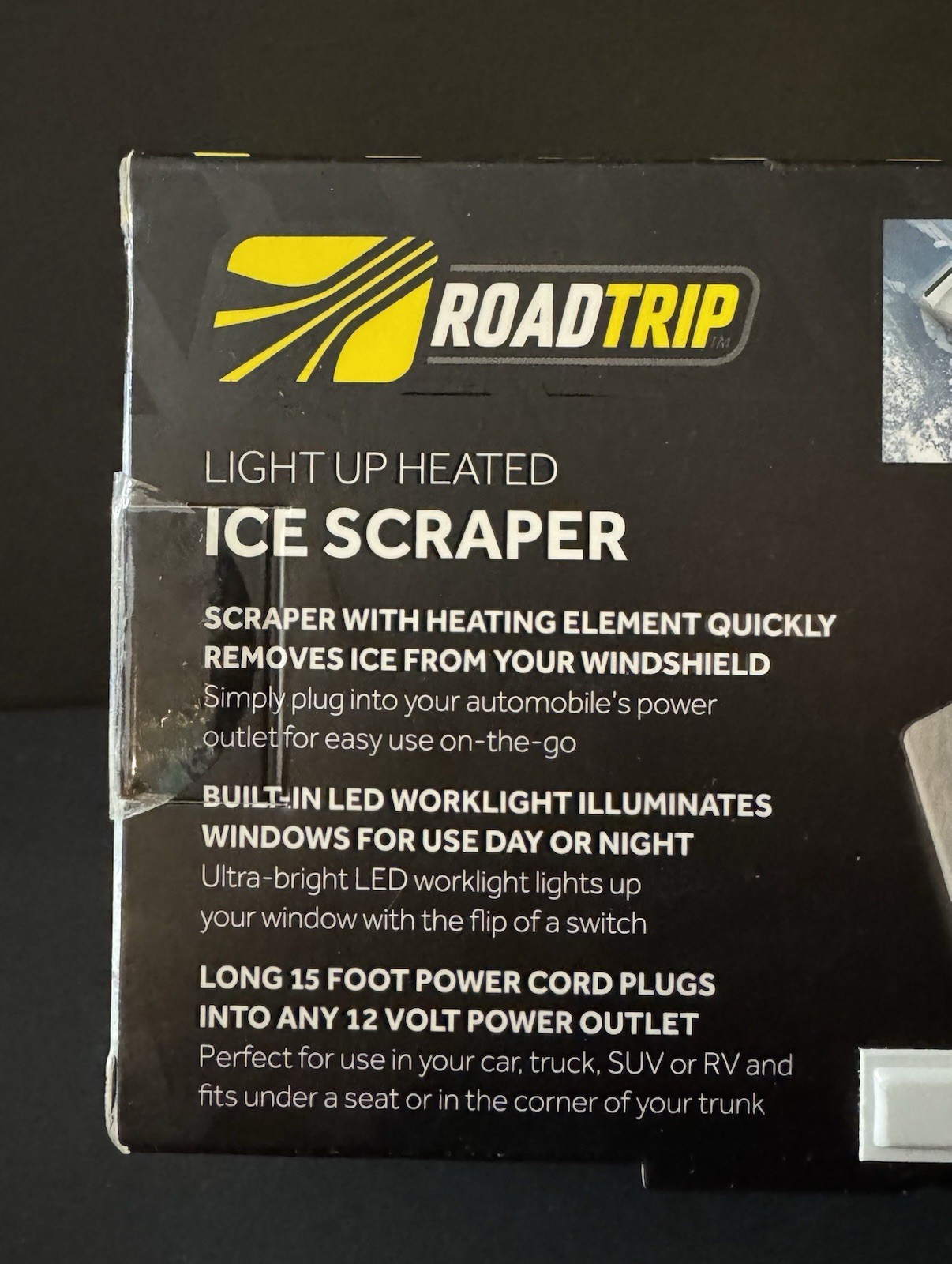 RoadTrip Windshield Ice Scraper Heated, LED Lighted, 12 Volt Adapter, 15 Ft Cord
