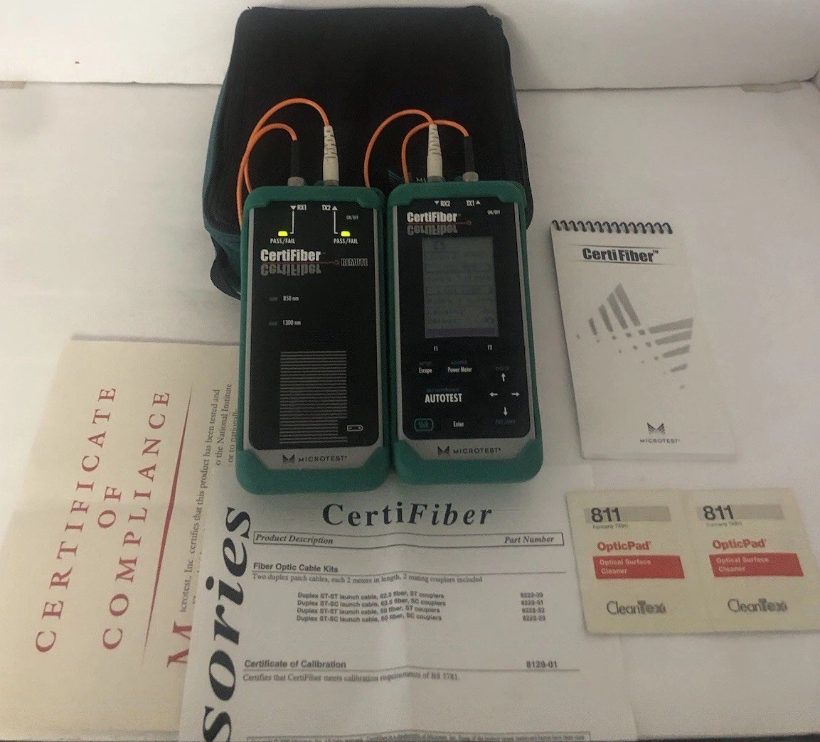 Microtest CertiFiber Optic Advanced certification multimode Fiber Network Excell