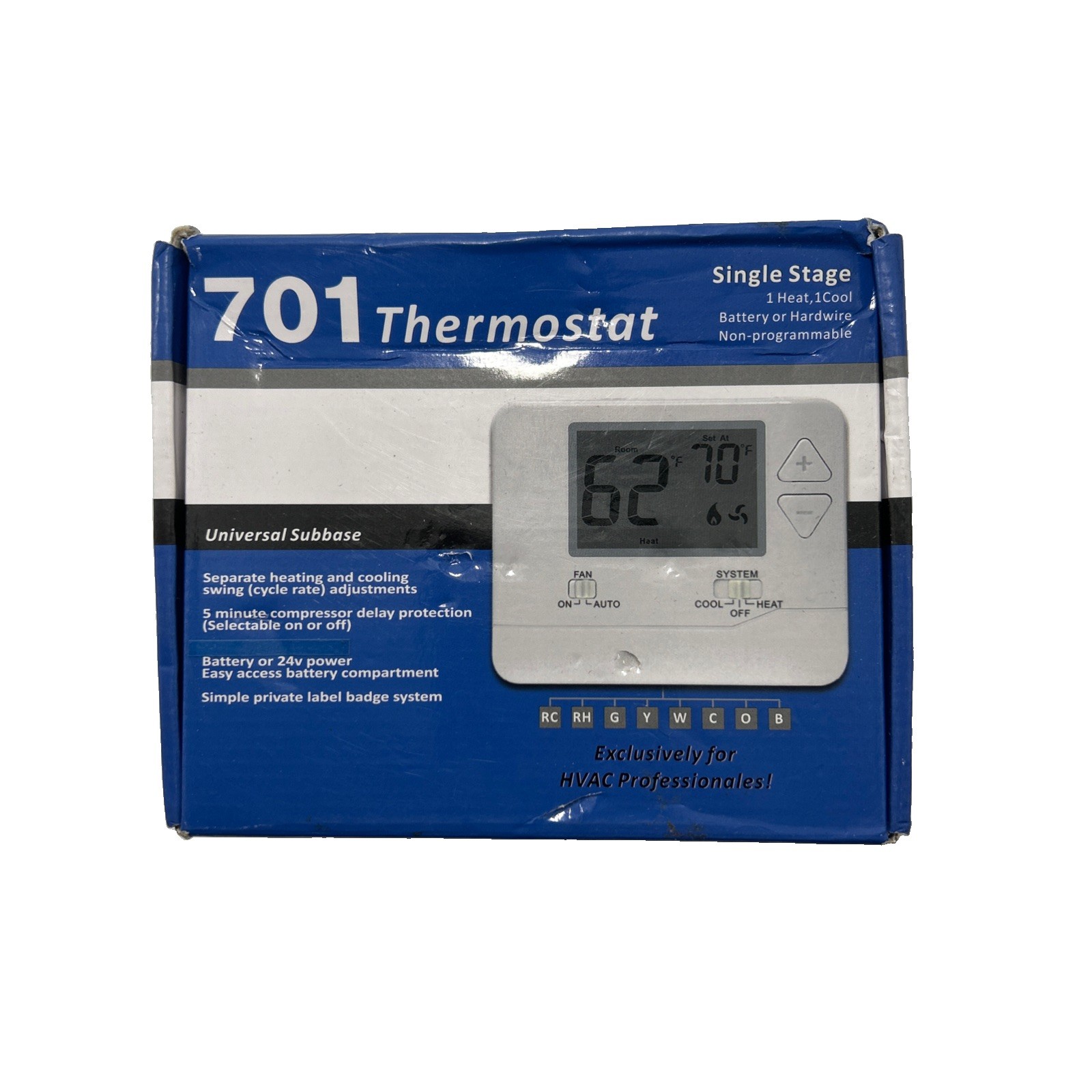 H-701 Non-Programmable Digital Thermostat 1 Heat/1 Cool 4.5 sq. in Display NEW