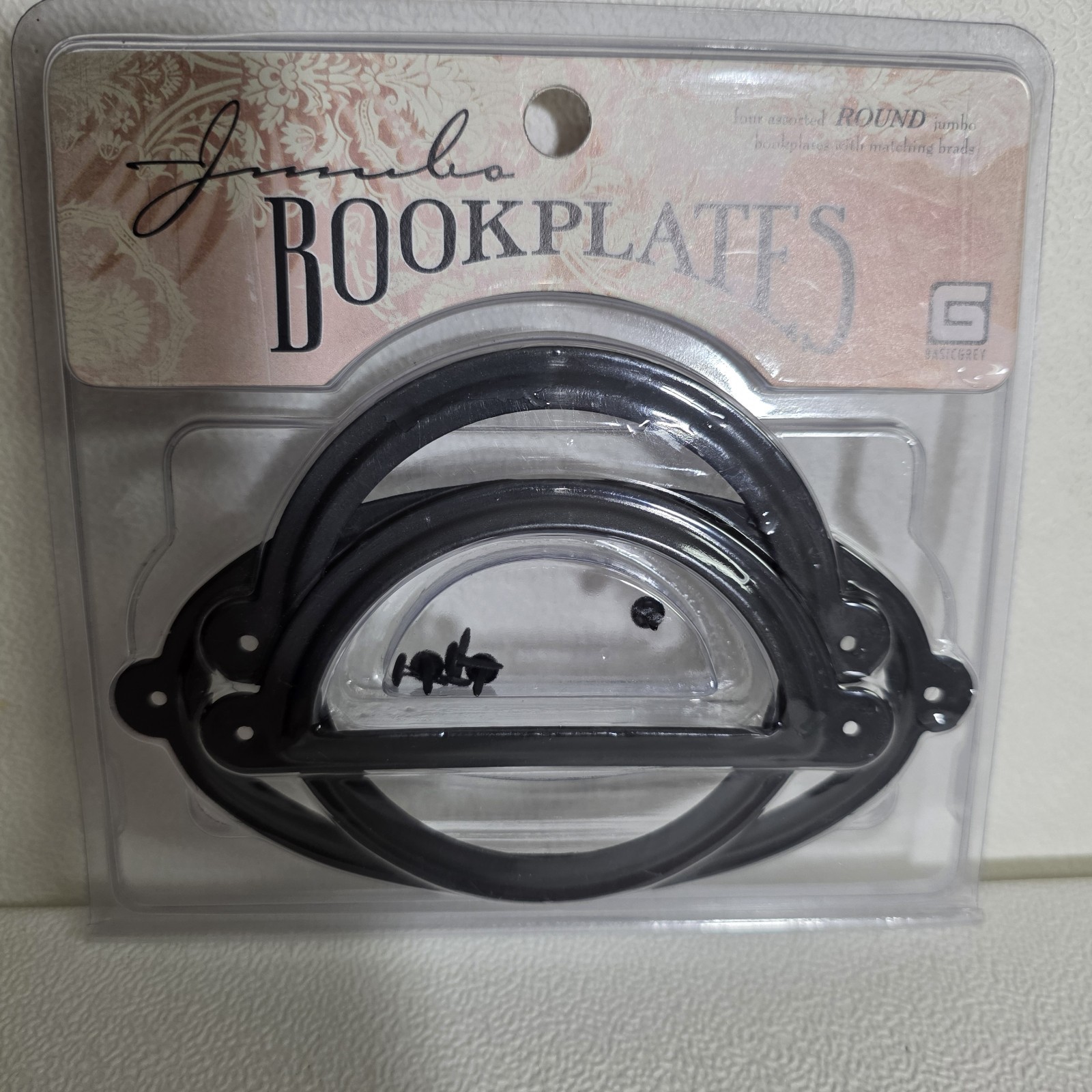 BASICGREY Jumbo Book Plates 3 Only Round Oval and 1/2 Round Journaling Projects