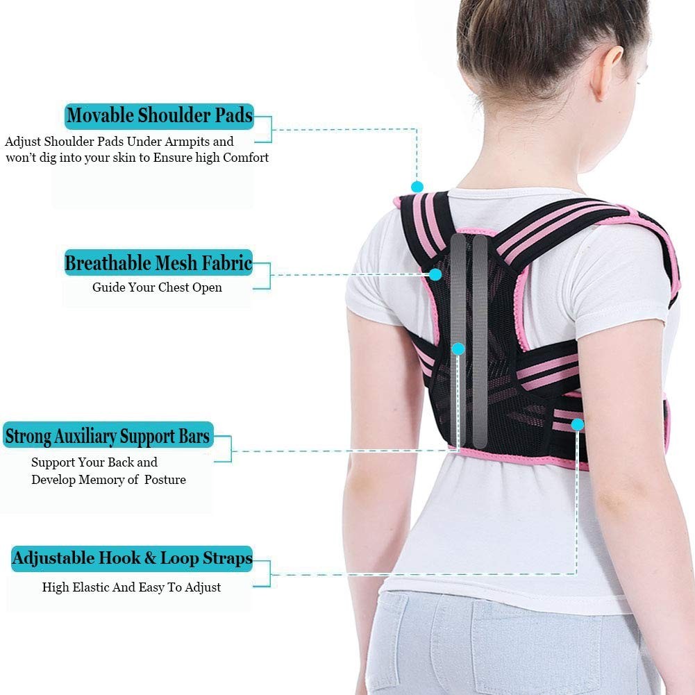Adjustable Posture Corrector for Kids & Teens - Upper Back Brace for Slouching,