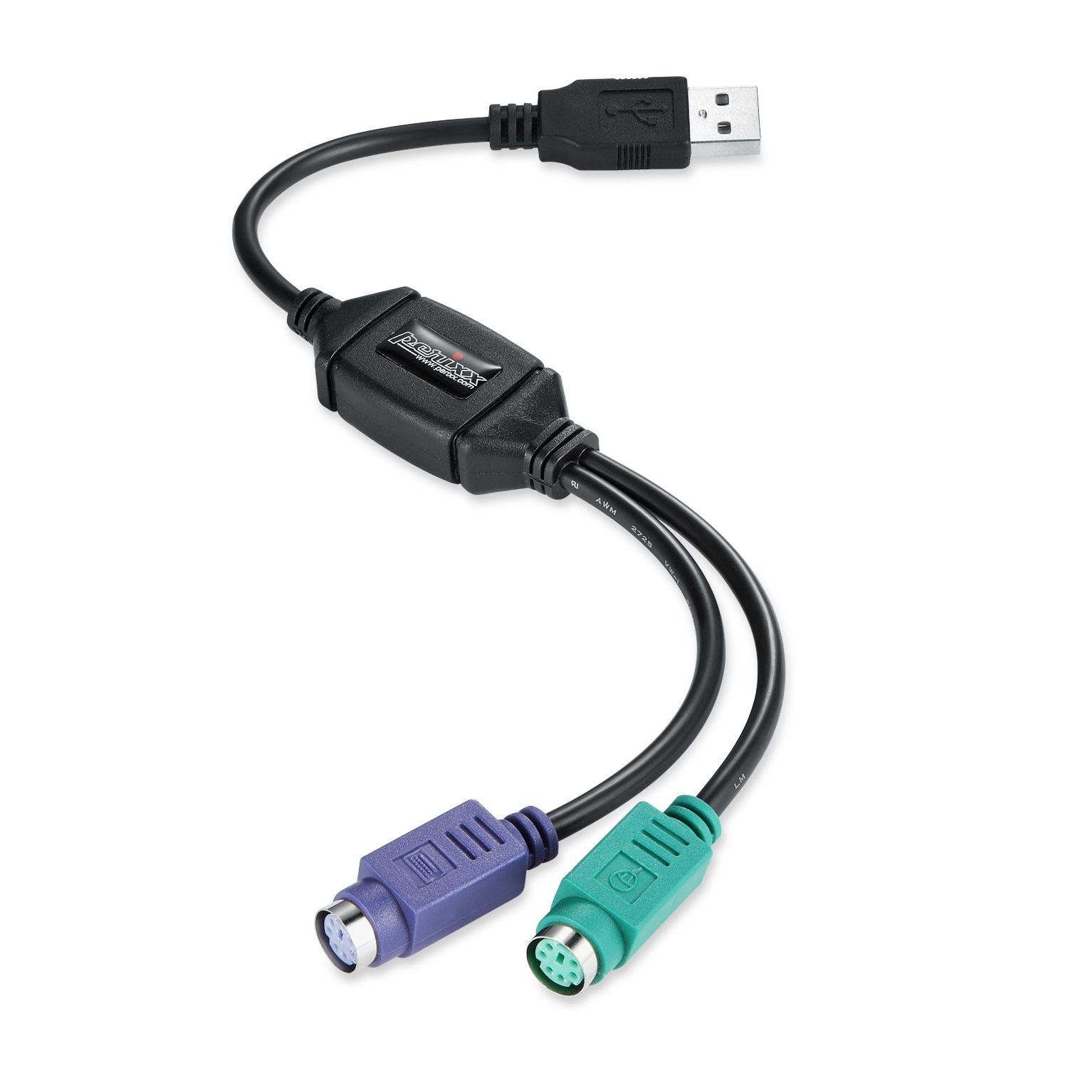 Perixx PERIPRO-401 PS2 to USB Adapter for Keyboard and Mouse - Built-in USB C...