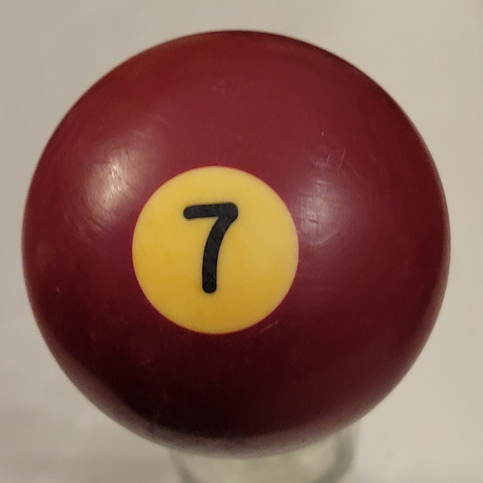 Vintage Number 7 Solid Maroon Replacement Pool Billiard Ball Yellowed
