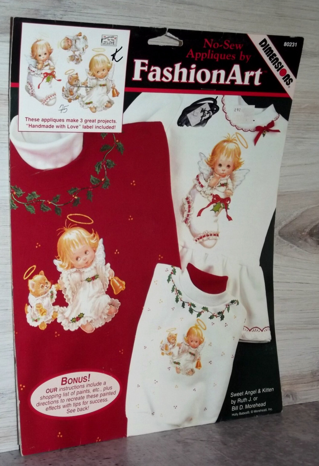 VTG Dimensions No Sew Applieque Fashion Art  MOOREHEAD Xmas Angels Santa B128