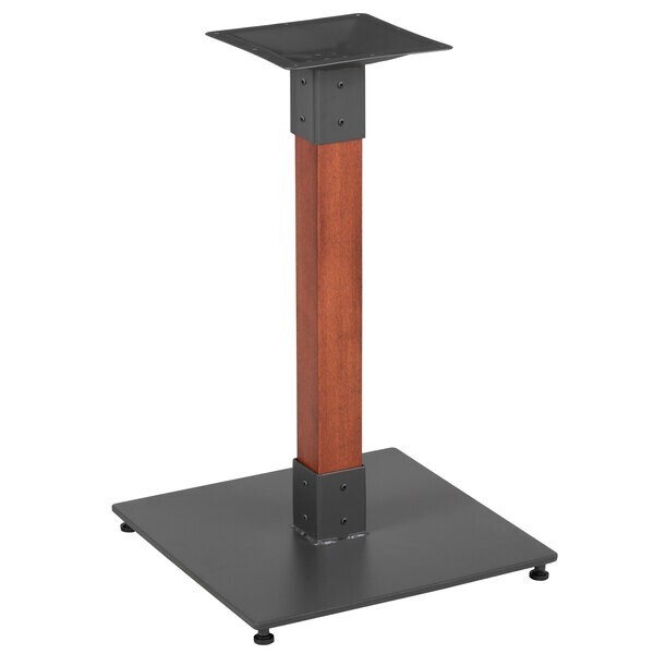 Industrial Style Standard Height Wood Table Base in Mahogany Wood Finish