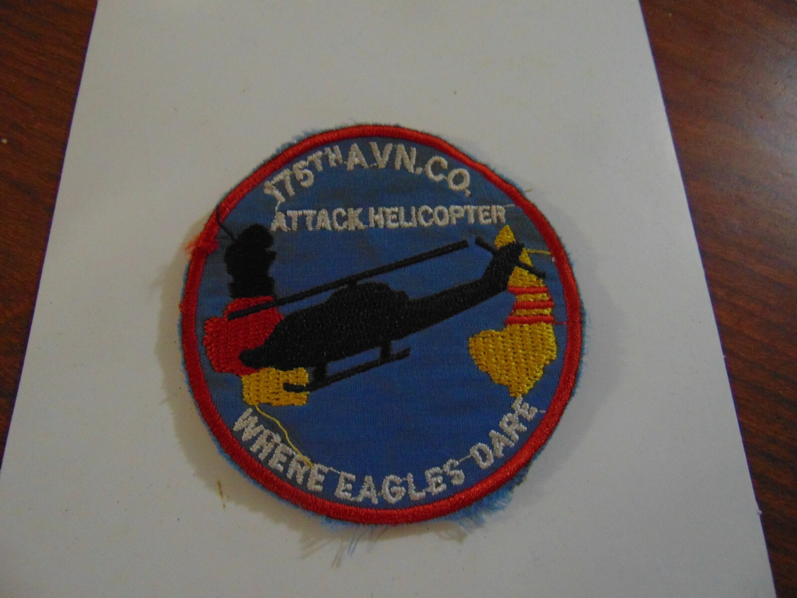 MILITARY PATCH OLD VIETNAM ERA 175TH AVN CO ATTACK HELICOPTER WHERE EAGLES DARE
