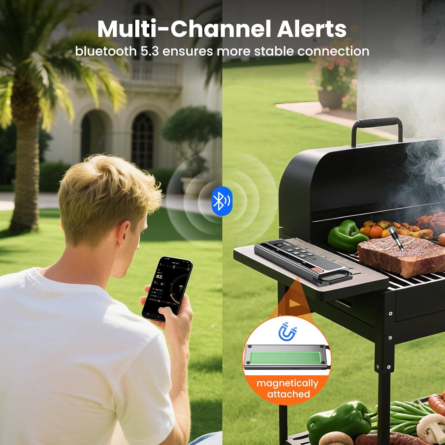 Wireless Meat Thermometer Digital-5.3 Bluetooth Stable 800ft APP Control