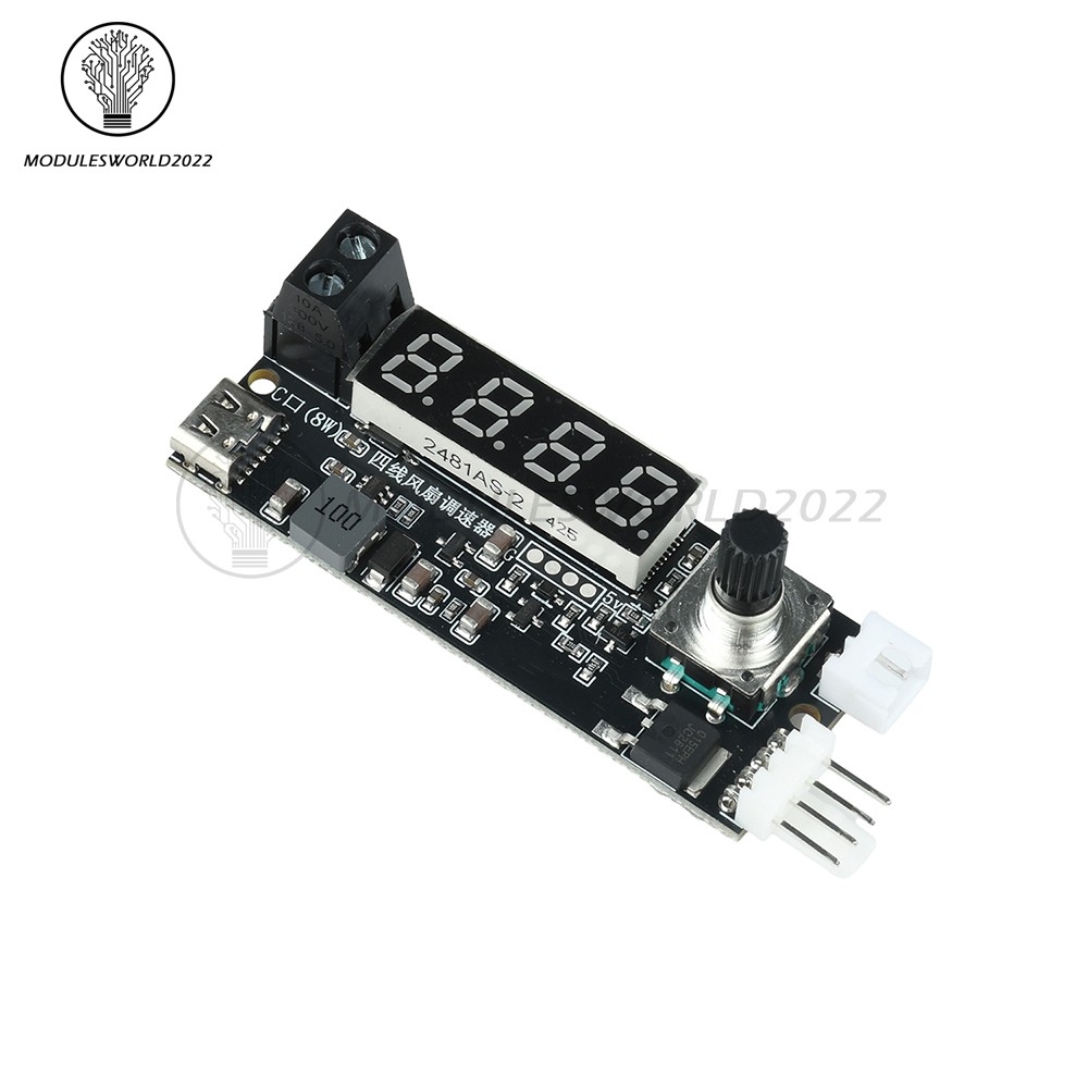 5V 12V 5A 4-Wire PWM Fan Speed Control Module Smart Temperature Control +Display