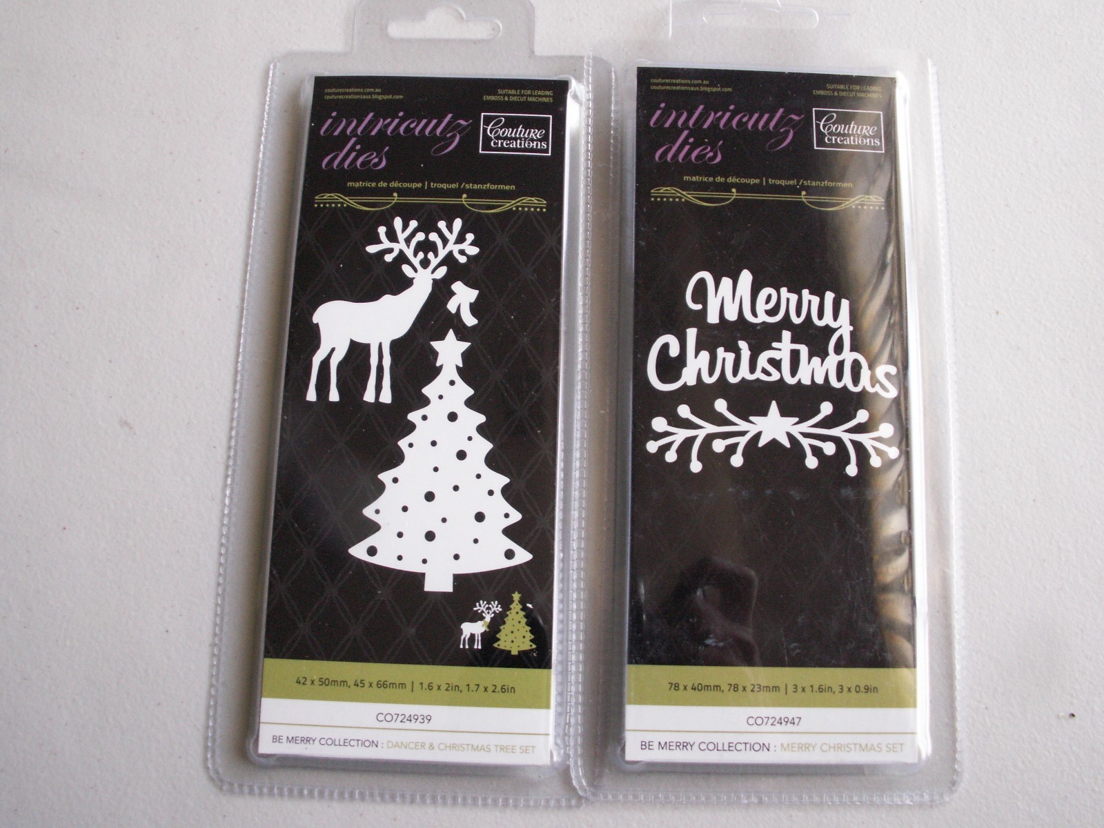 Lot 2 Couture Creations Christmas Dies Dancer & Tree & Merry Christmas Reindeer