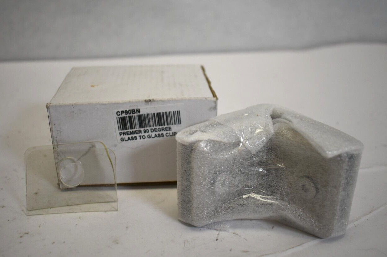 Premier 90 Degree Glass to Glass Clip CP90BN Brushed Nickel New