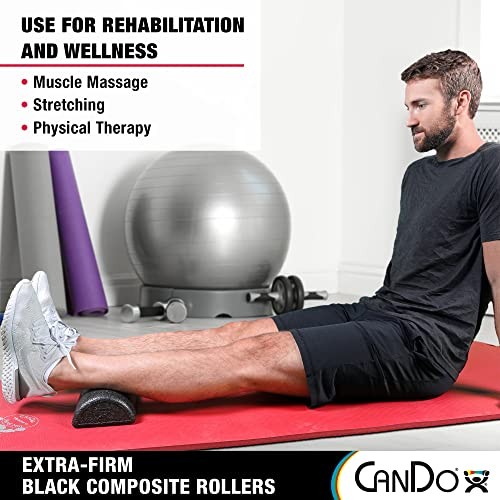 Black Composite High-Density Foam Rollers for Muscle 6" x 12" Half-Round