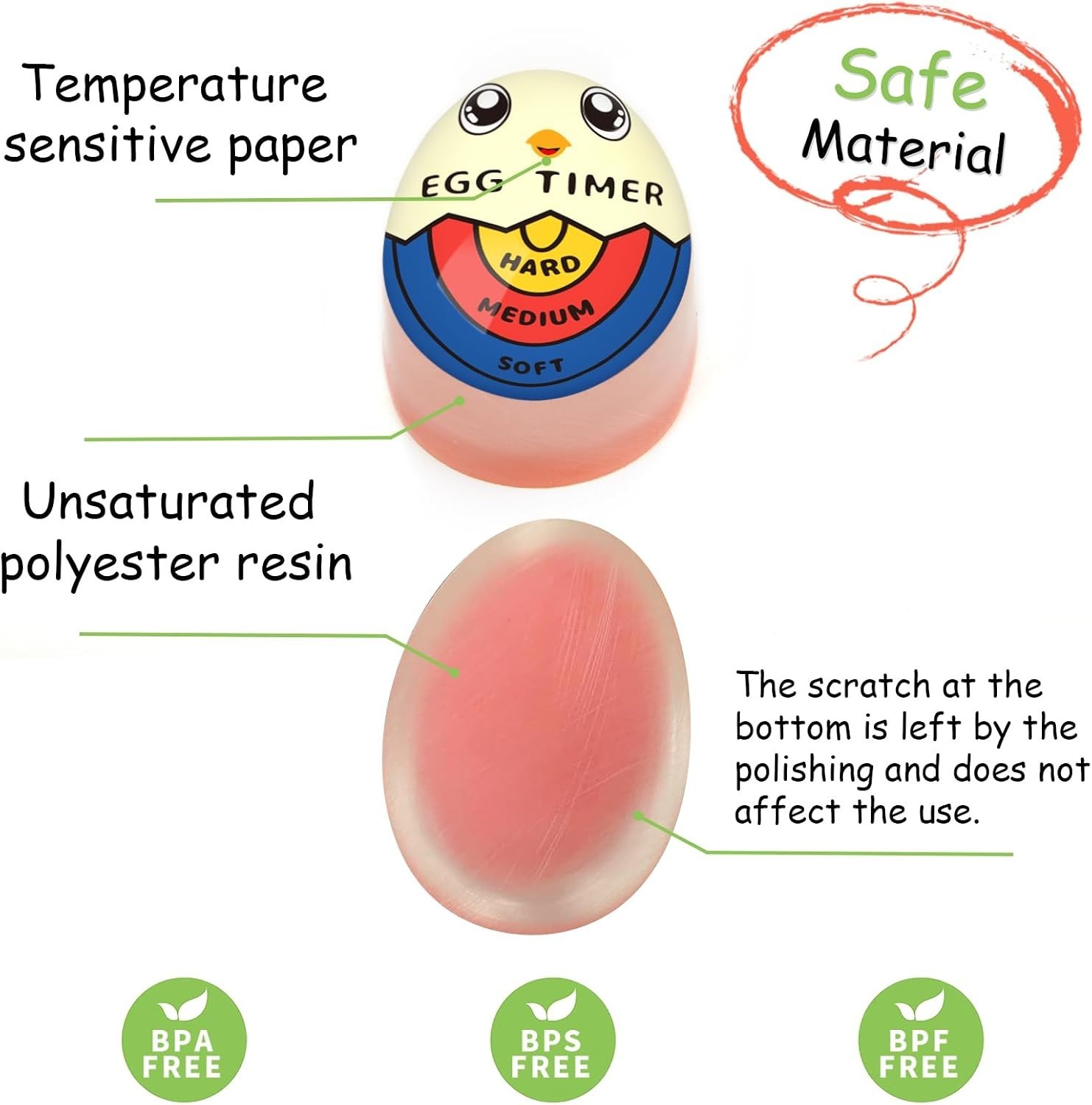 Egg Timer for Boiling Eggs that Changes Color When Done, Tricolor