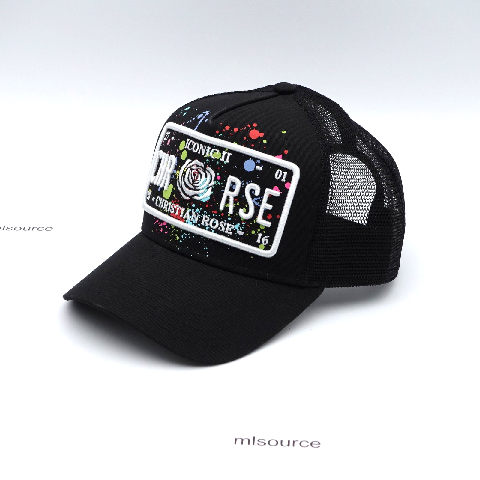 Christian Rose Unisex Iconic II Plate Trucker Snapback Cap CR004BPS Black/Multi