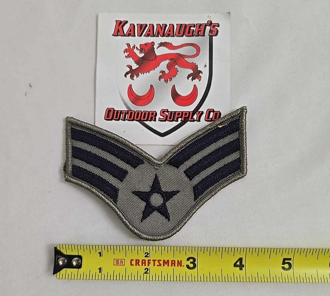 WWII US Air Force Senior Airman Chevron Blue White 3 Stripes 1 Star Rank Patch