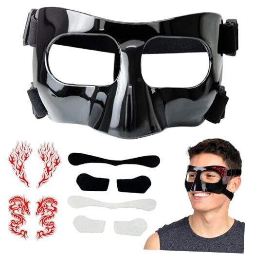 AF01A Nose Guard for Broken Nose Adults Adjustable Basketball Black Close
