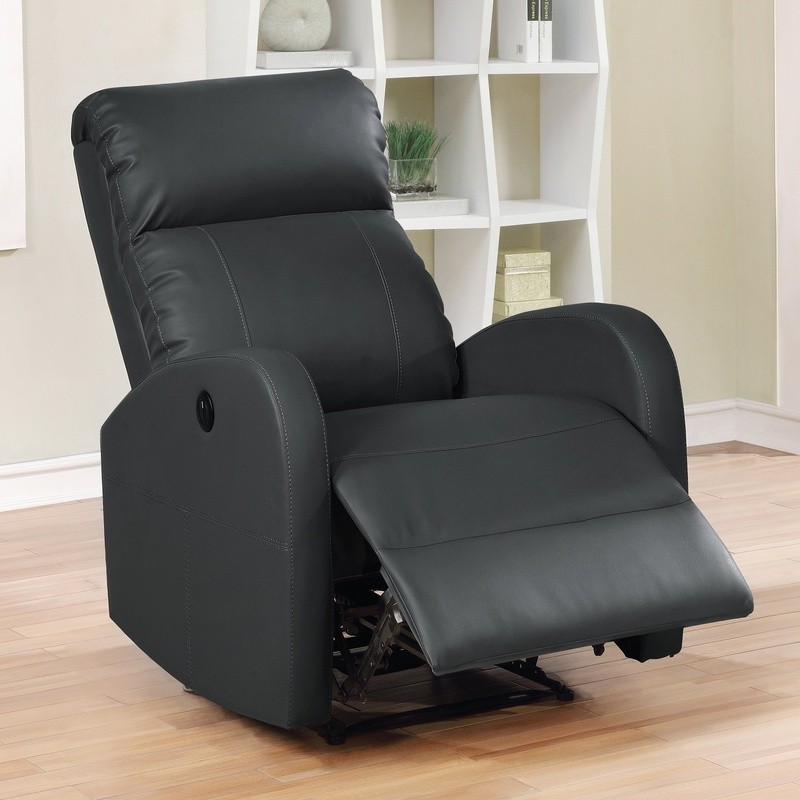 Power Recliner Chair Electric USB Charging Gentle Lumbar Massage Leather Fabric