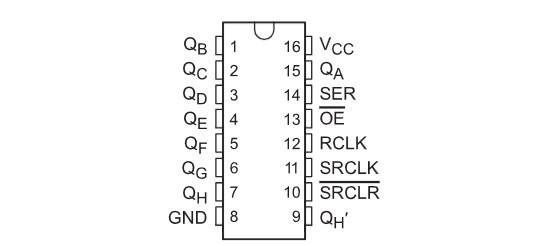 5 Pcs - SN74HC595N 74HC595 8-Bit Shift Registers