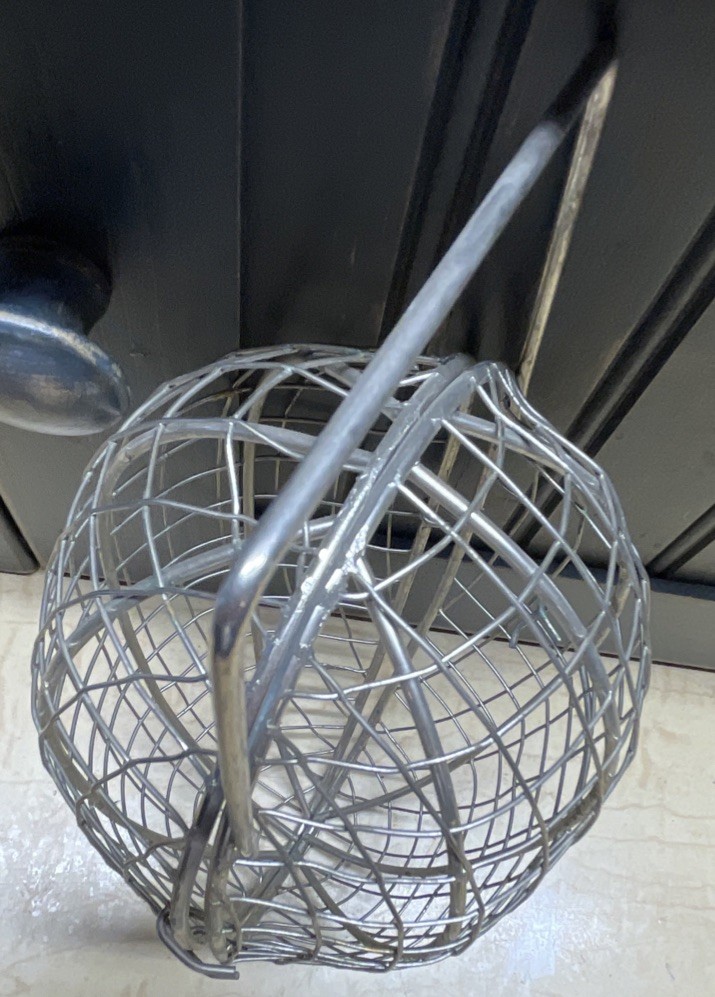 Vintage Wire Egg Shaped Hanging Cage Opens & Latches 7” X 4”